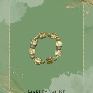 Minimalist Gold and Green Geometric Bracelet